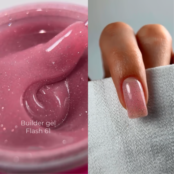 Змінний картридж Edlen Builder Gel Flash №61, світловідбиваючий рожевий, 30 мл
