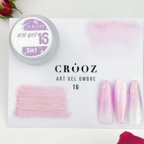 Гель-краска Crooz 5в1 Art Gel Ombre №16, лилово-розовый шиммер, 3 мл