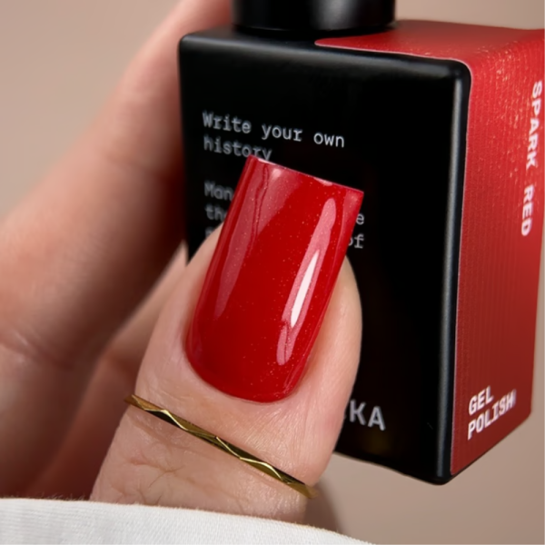 Гель-лак Biblioteka Gel Polish Spark Red, красный с мелким шиммером, 10 мл