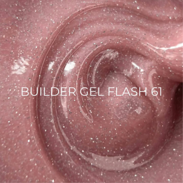 Гель для нарощування Edlen Builder Gel Flash №61, світловідбиваючий рожевий, 30 мл