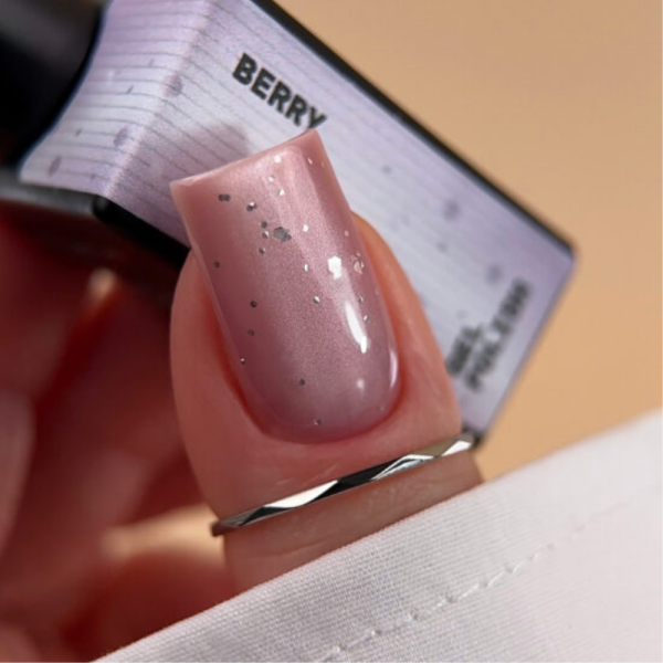 Гель-лак котяче око Biblioteka Cat Eye Gel Polish Drops №21 Berry з блискітками,лилово-рожевий,10 мл
