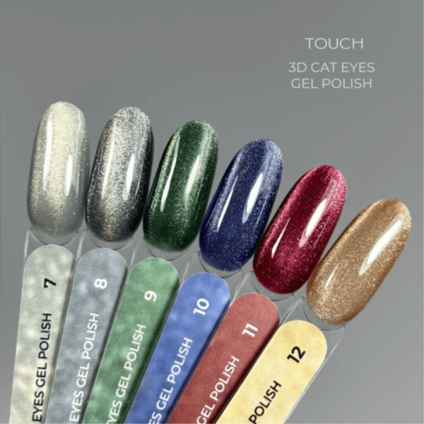 Гель-лак кошачий глаз Touch Gel Polish 3D Cat Eyes №10 светоотражающий, синий, 9 мл