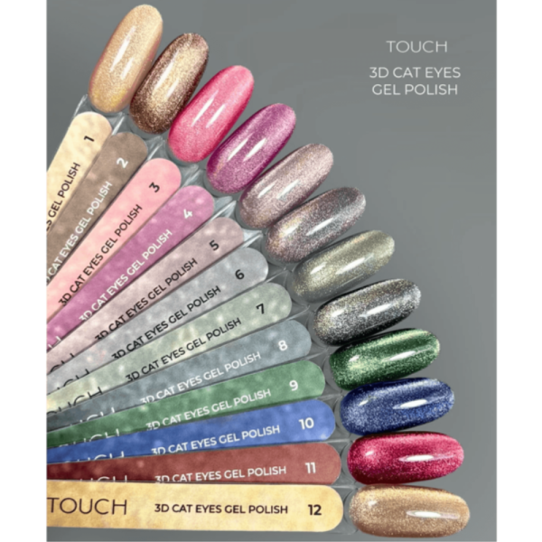 Гель-лак кошачий глаз Touch Gel Polish 3D Cat Eyes №10 светоотражающий, синий, 9 мл