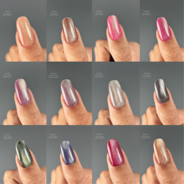 Гель-лак кошачий глаз Touch Gel Polish 3D Cat Eyes №10 светоотражающий, синий, 9 мл