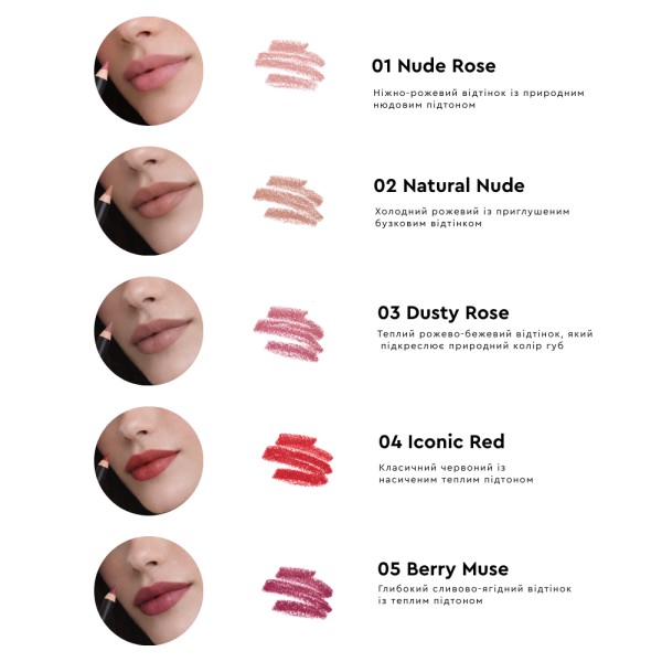 Олівець для губ Okis Brow Silk Touch №03 Dusty Rose, холодний рожевий