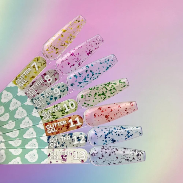 Глітерний гель You Are Cute Glitter Gel №07, напівпрозорий жовтий із сухоцвітами, 5 мл