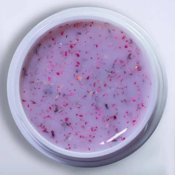 DANNY Milk Blossom Gel №13 - конструирующий гель, молочный с сухоцветами и слюдой, 15 мл
