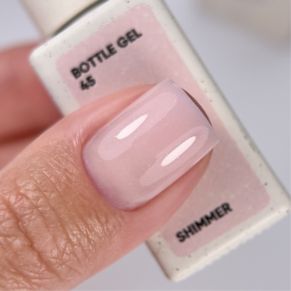 NAILSOFTHEDAY Bottle Gel №45 Shimmer - сверхпрочный гель, молочно-розовый с шиммером, 10 мл