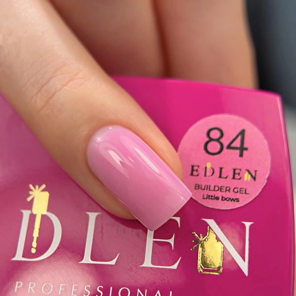 Гель для нарощування Edlen Builder Gel Little Bows №84, яскраво-рожевий, 15 мл