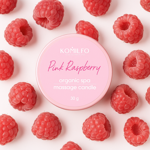 Масажна свічка Komilfo Massage Candle Pink Raspberry, рожева малина, 30 г