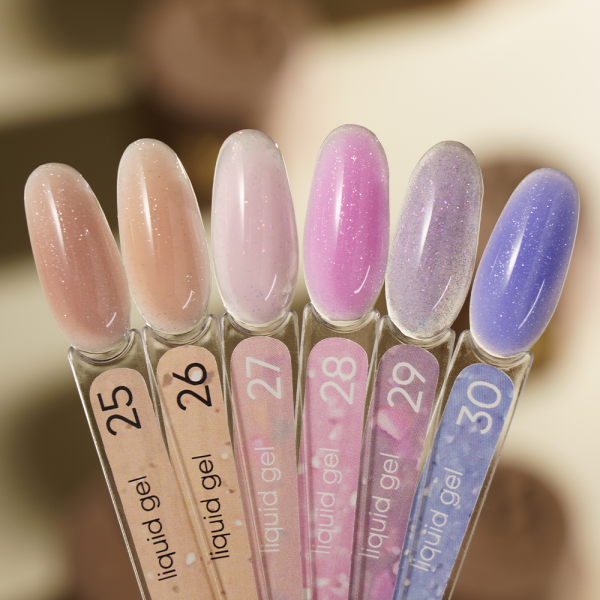 Гель рідкий Valeri Liquid Gel №26, ніжно-персиковий з сріблим шиммером, 15 мл