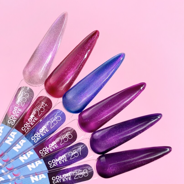Гель-лак котяче око LUNA Color Cat Eye №253, на вітражній основі, рожевий, 8 мл