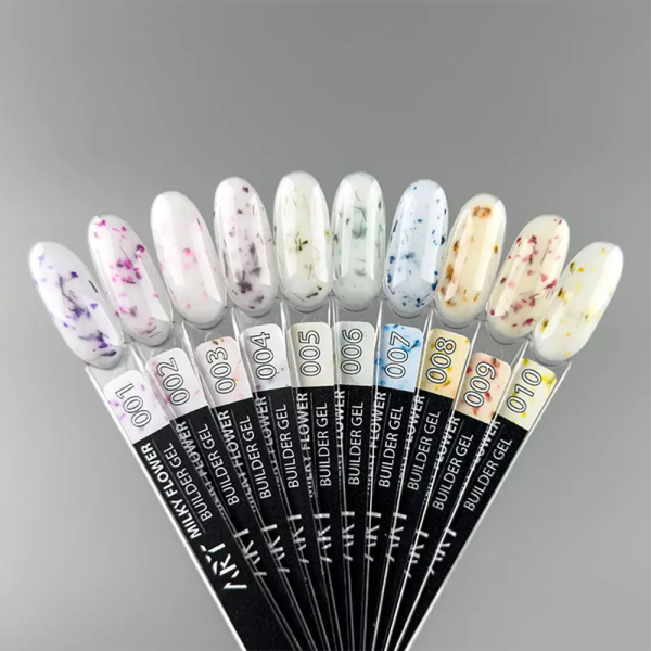 ART Builder Gel Milky Flower №009 - моделирующий гель, молочный-беж с розовыми сухоцветами, 15 мл