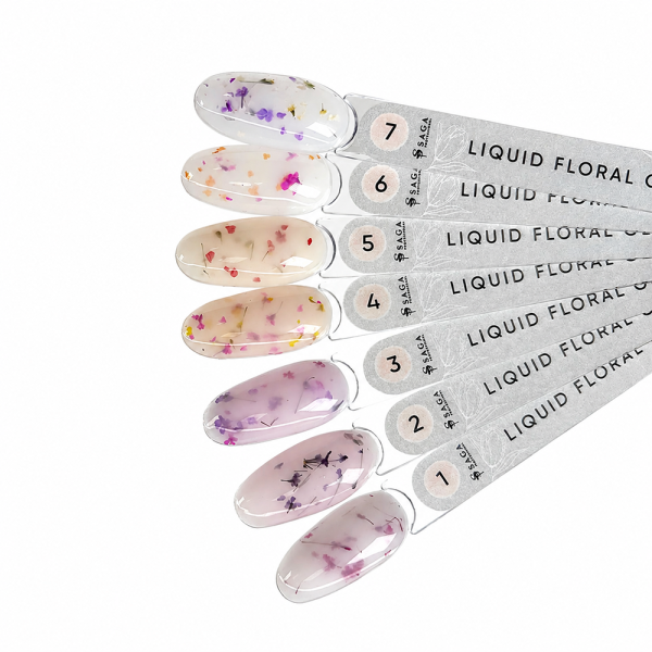 Жидкий гель SAGA Рrofessional Liquid Floral Gel №04, нежно-желтый с желтыми сухоцветами, 15 мл