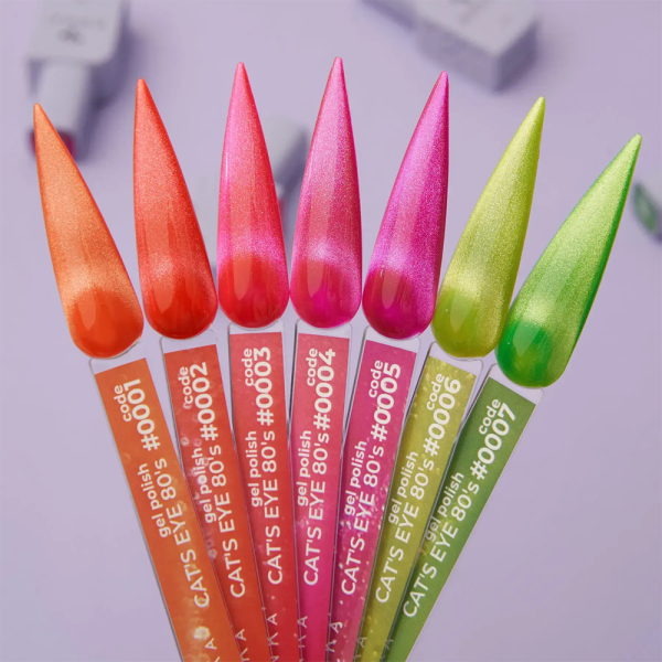 Гель-лак котяче око DNKa Color Gel Polish Cat`s Eye 80`s New Formula #0002, чевоний, 7 мл