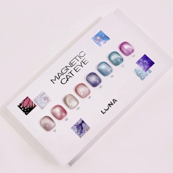 Гель-лак котяче око LUNA Color Magnetic Cat Eye №8, фуксія з поталлю, 8 мл