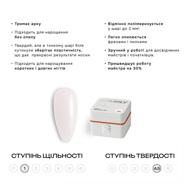 Гель рідкий GEMELY Fast Builder Gel №034, прозоро-молочно-рожевий, 15 мл