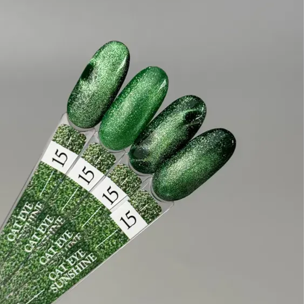 Гель-лак котяче око Crooz Cat Sunshine №15, зелений, 8 мл