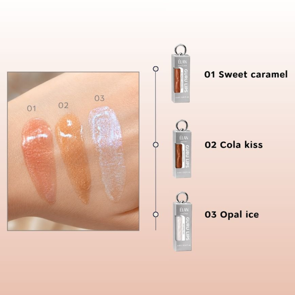 Блиск для губ ELAN Guru Lips №01 Sweet Caramel, карамельний
