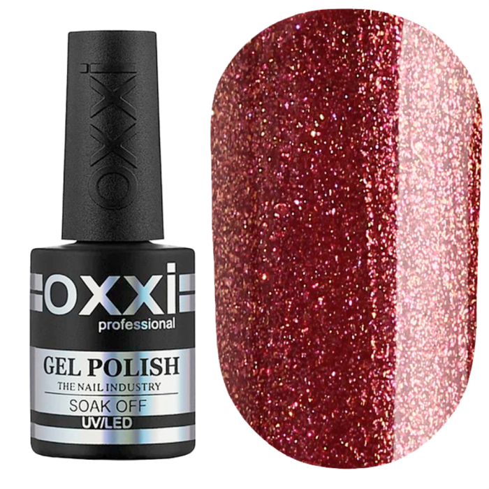 Гель-лак OXXI Professional №085, червоно-коричневий з рожевим мікроблиском, 10 мл