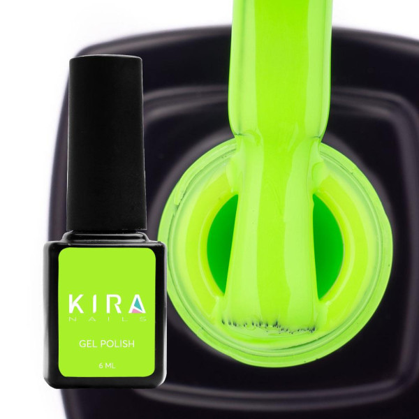 Гель-лак Kira Nails №124 (салатовий, емаль, неоновий), 6 мл