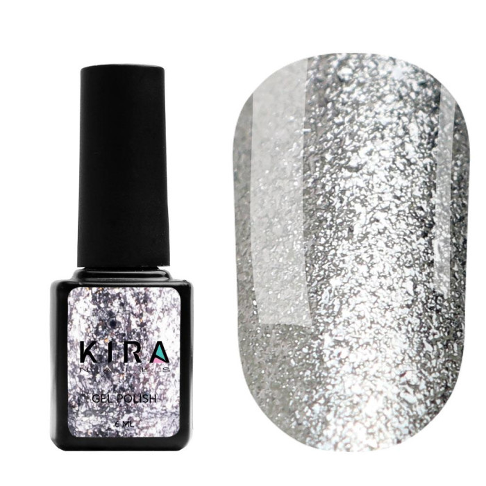 Гель-лак Kira Nails 24 Karat №001 (серебро с большим количеством блесток), 6 мл