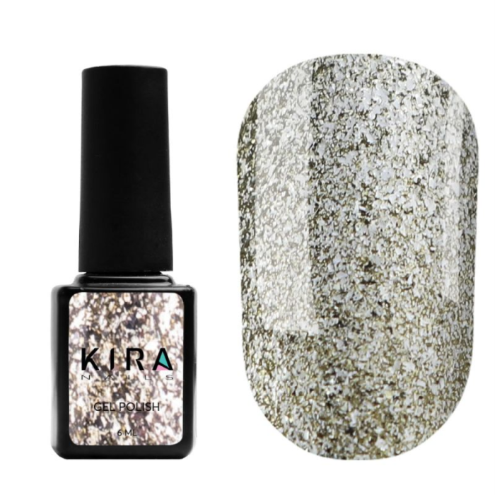 Гель-лак Kira Nails 24 Karat №003 (белое золото с большим количеством блесток), 6 мл