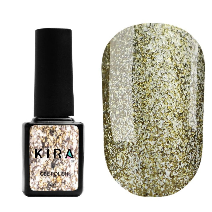 Гель-лак Kira Nails 24 Karat №004 (золото с большим количеством блесток), 6 мл