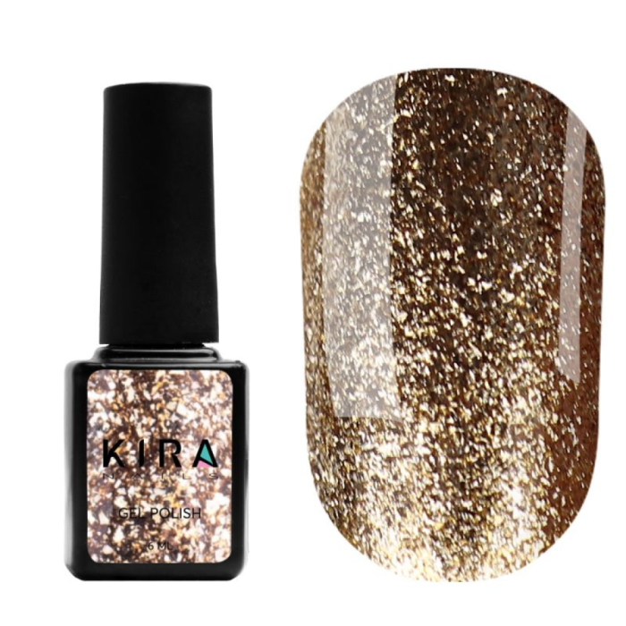 Гель-лак Kira Nails 24 Karat №005 (жёлтое золото с большим количеством блесток), 6 мл