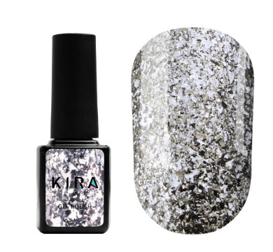 Гель-лак Kira Nails Shine Bright №001 (срібло з блискітками), 6 мл