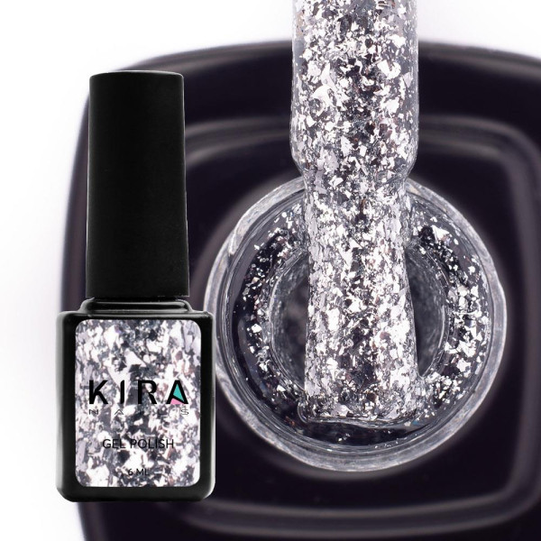 Гель-лак Kira Nails Shine Bright №001 (серебро с блестками), 6 мл