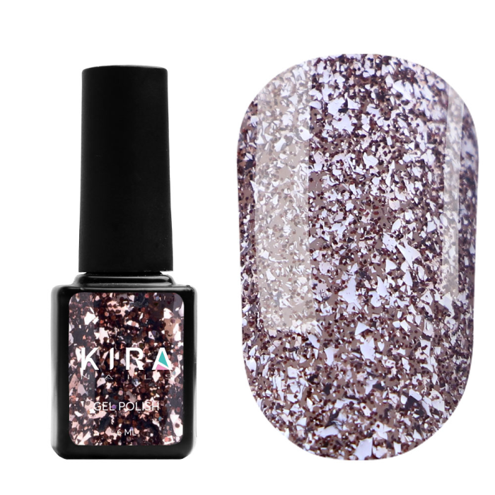 Гель-лак Kira Nails Shine Bright №004 (темне срібло з дрібними червоними блискітками), 6 мл