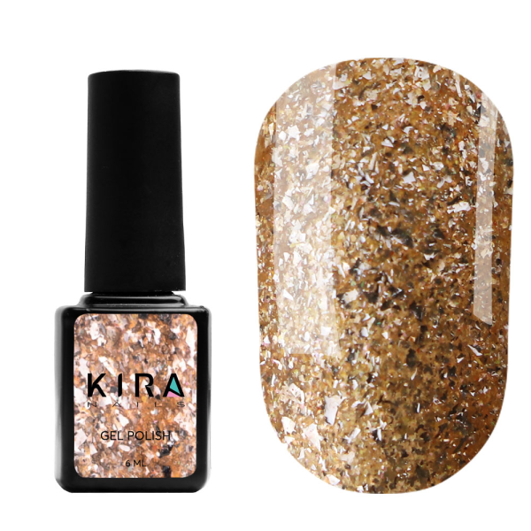 Гель-лак Kira Nails Shine Bright №005 (золото з блискітками), 6 мл