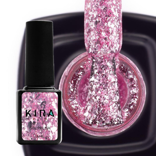 Гель-лак Kira Nails Shine Bright №008 (розовый с блестками), 6 мл
