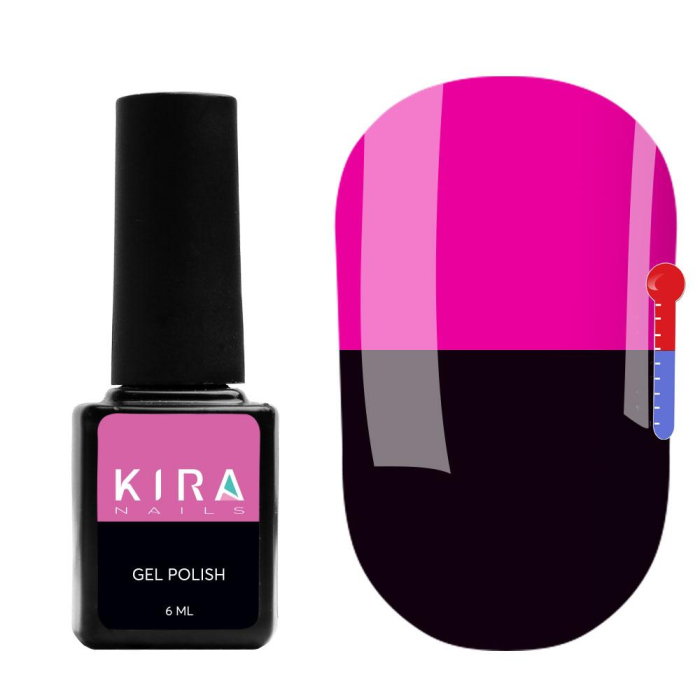 Термо гель-лак Kira Nails №T01 (темно-баклажановый, при нагревании темная фуксия), 6 мл