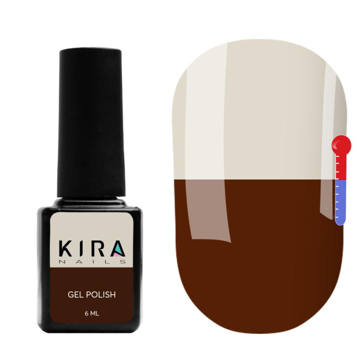 Термо гель-лак Kira Nails №T02 (розово-коричневый, при нагревании кремовый), 6 мл