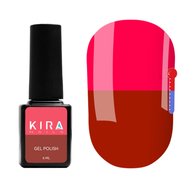 Термо гель-лак Kira Nails №T03 (красно-коричневый, при нагревании ярко-розовый), 6 мл