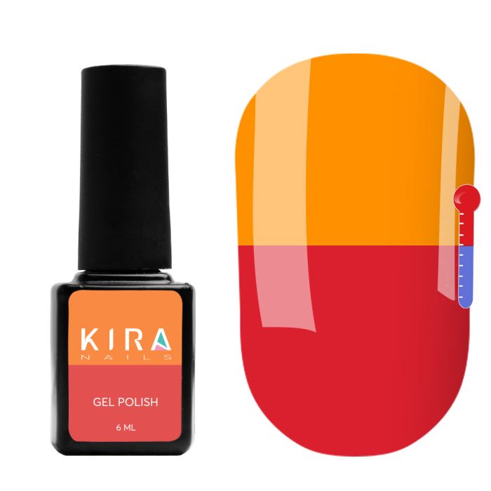 Термо гель-лак Kira Nails №T06 (приглушенно-малиновый, при нагревании насыщенный оранжевый), 6 мл