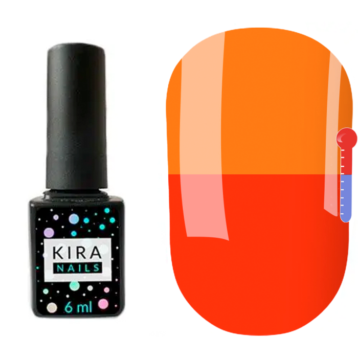 Термо гель-лак Kira Nails №T08 (приглушенный красный, при нагревании кислотно-оранжевый), 6 мл