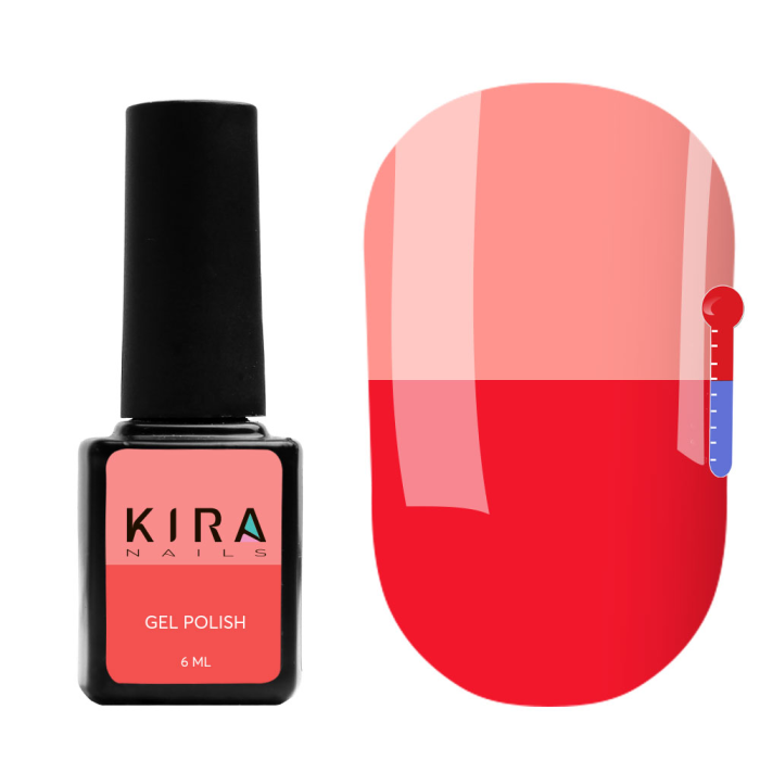 Термо гель-лак Kira Nails №T09 (малиновый, при нагревании бледно-розовый), 6 мл