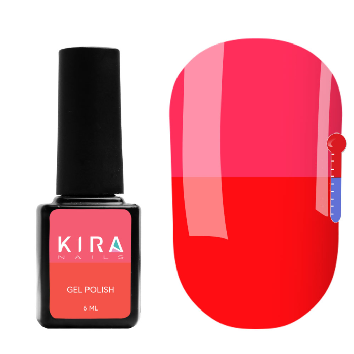 Термо гель-лак Kira Nails №T11 (красный, при нагревании ярко-розовый), 6 мл