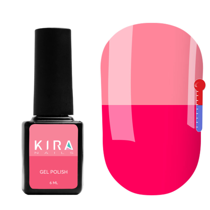 Термо гель-лак Kira Nails №T13 (насыщенный темно-розовый, при нагревании ярко-розовый), 6 мл