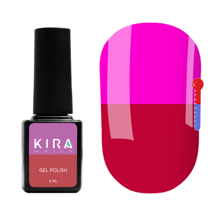 Термо гель-лак Kira Nails №T16 (малиновая фуксия, при нагревании яркий фиолетовый), 6 мл