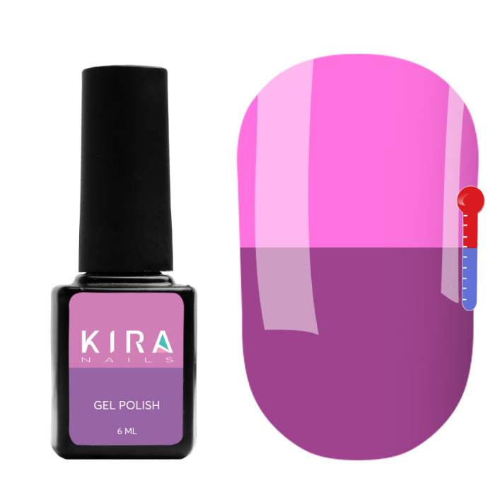Термо гель-лак Kira Nails №T19 (фиолетовый, при нагревании приглушенный розовый), 6 мл