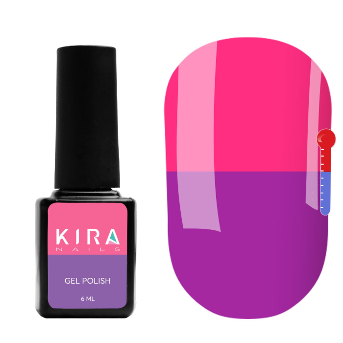 Термо гель-лак Kira Nails №T21 (светло-фиолетовый, при нагревании розовый), 6 мл