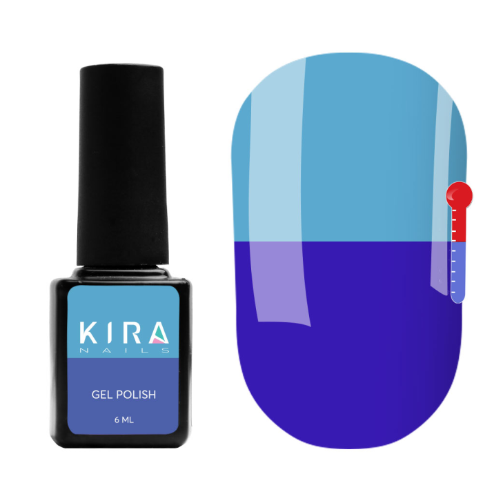 Термо гель-лак Kira Nails №T23 (светло-синий, при нагревании бледно-голубой), 6 мл