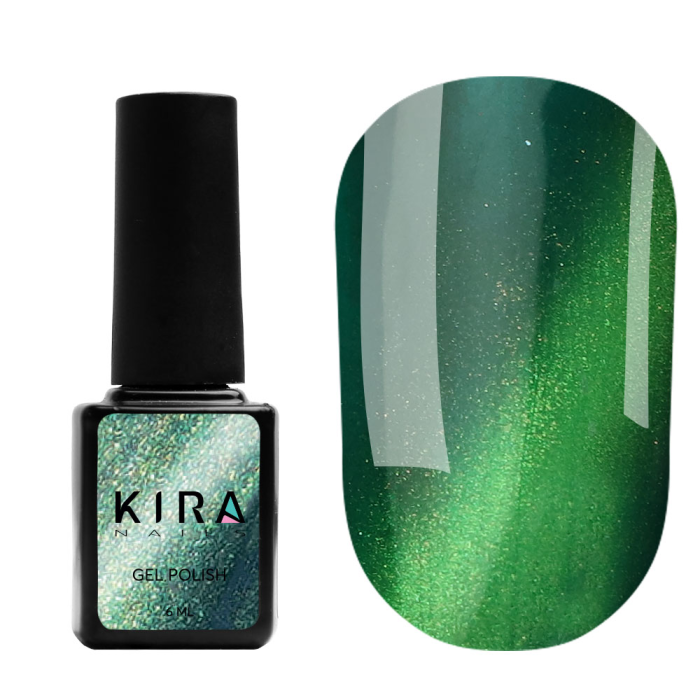 Гель-лак Kira Nails Cat Eye №005 (синьо-зелений, магнітний), 6 мл