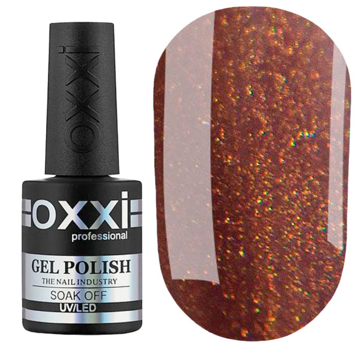 Гель-лак OXXI Professional №144, очень темный коричневый с микроблеском, 10 мл