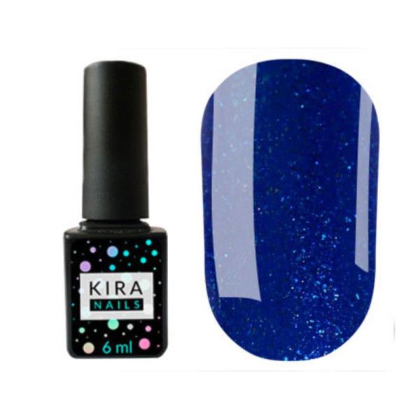 Гель-лак Kira Nails 24 Karat №010 (синій з блискітками), 6 мл