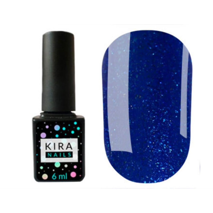 Гель-лак Kira Nails 24 Karat №010 (синій з блискітками), 6 мл